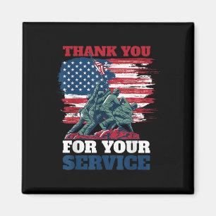 Imán Bandera De Ee.Uu. Gracias Por Su Servicio - Vetera