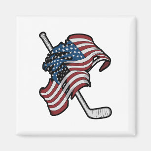 Imán Bandera de EE. UU. Hecha De Palos De Hockey 
