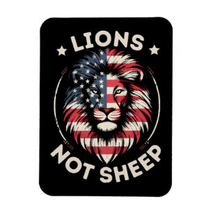 IMÁN BANDERA DE EE. UU., LEONES NO OVEJAS