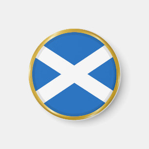 Imán Bandera de Escocia en Círculo Dorado