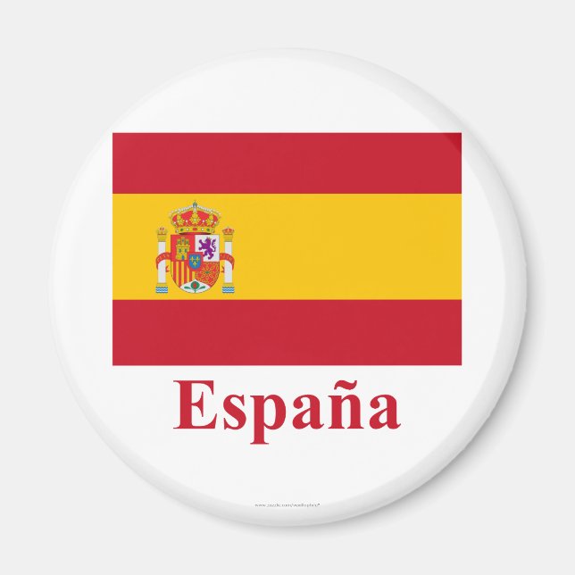 Imán Bandera de España con nombre en español (Frente)