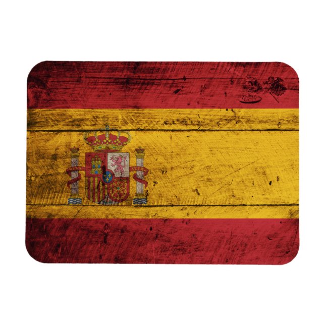 Imán Bandera de España de madera antigua (Horizontal)