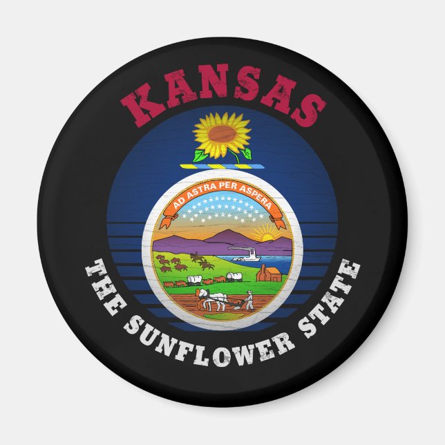 IMÁN BANDERA DE ESTADO DE SUNFLOWER DE KANSAS (Frente)
