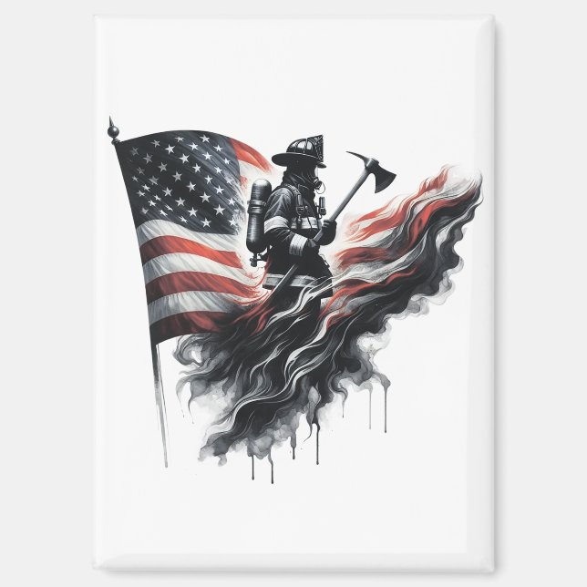 Imán Bandera de Estados Unidos. Bombero (Anverso)