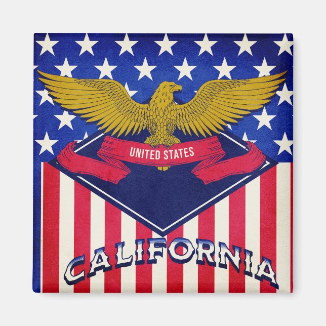 Imán Bandera de Estados Unidos de California (Frente)