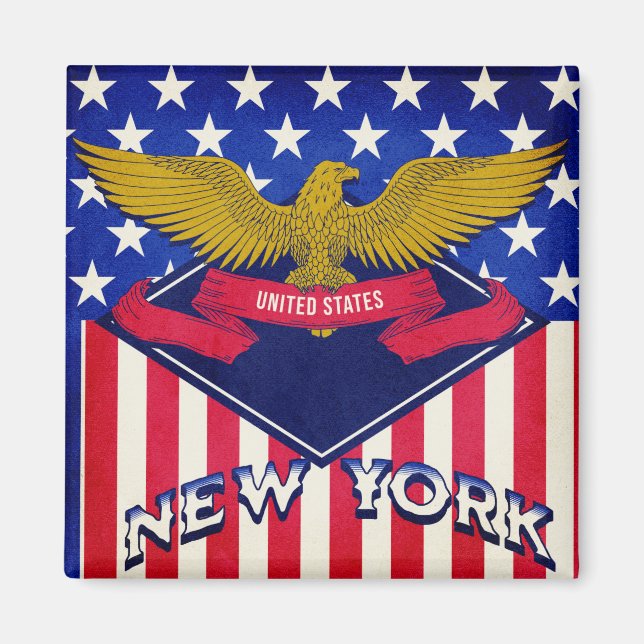 Imán Bandera de Estados Unidos de Nueva York (Frente)