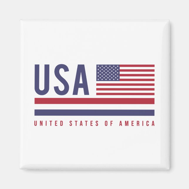 Imán Bandera de Estados Unidos y diseño Alpha-3 de códi (Frente)