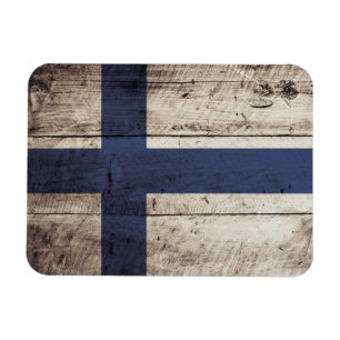 Imán Bandera de Finlandia en grano de madera viejo