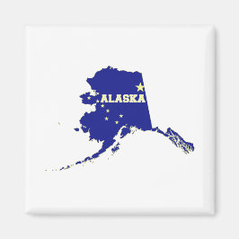 Imán Bandera de forma del estado de Alaska con nombre