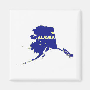 Imán Bandera de forma del estado de Alaska con nombre
