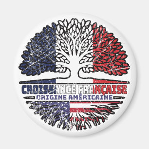 Imán Bandera de Francia EE. UU. América Árbol Raíces Ba
