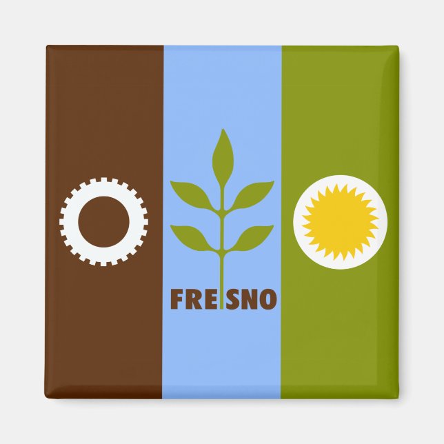 Imán Bandera de Fresno (California) (Frente)