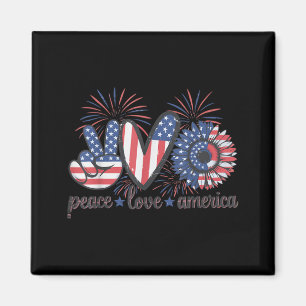 Imán Bandera de fuegos artificiales de América de amor