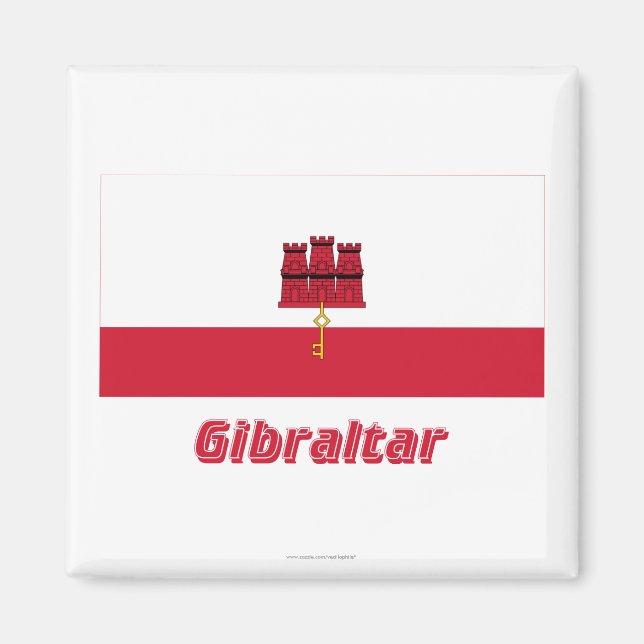 Imán Bandera de Gibraltar con nombre (Frente)