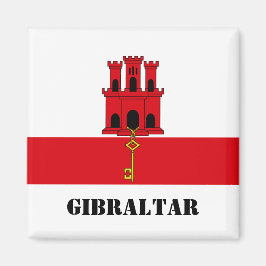 Imán Bandera de Gibraltar con texto Gibraltar