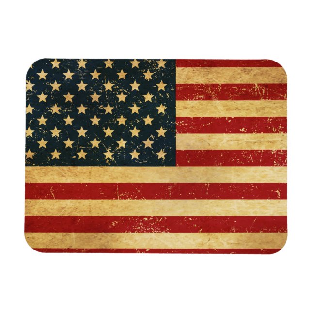 Imán Bandera de Grunge Vintage de Estados Unidos (Horizontal)