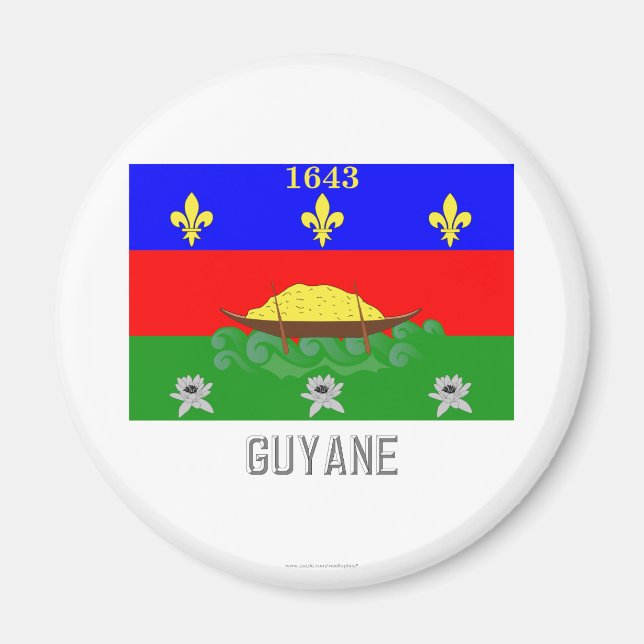 Imán Bandera de Guyane con nombre (Frente)