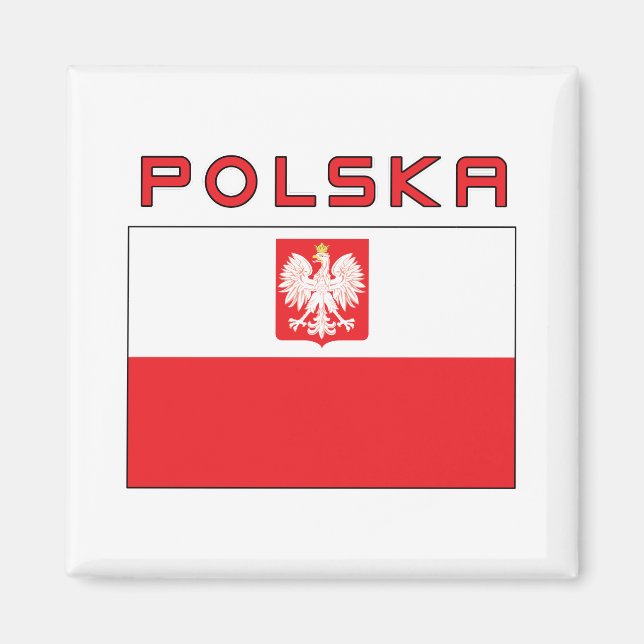Imán Bandera De Halcón Polaca Con Polska (Frente)