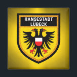 Imán Bandera de Hansestadt Lübeck<br><div class="desc">Bandera de Hansestadt Lübeck</div>