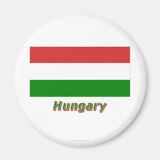 Imán Bandera de Hungría con nombre (Frente)