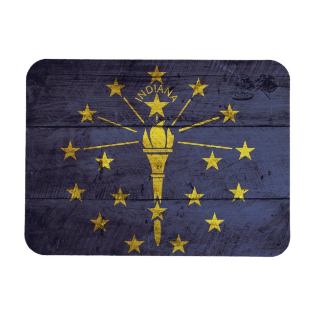 Imán Bandera de Indiana de la Madera Vieja (Horizontal)