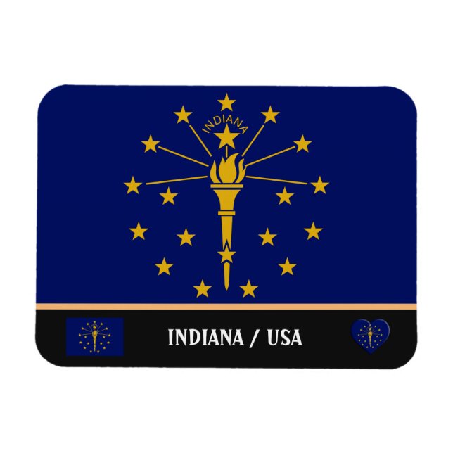 Imán Bandera de Indiana e Indiana State /travel America (Horizontal)