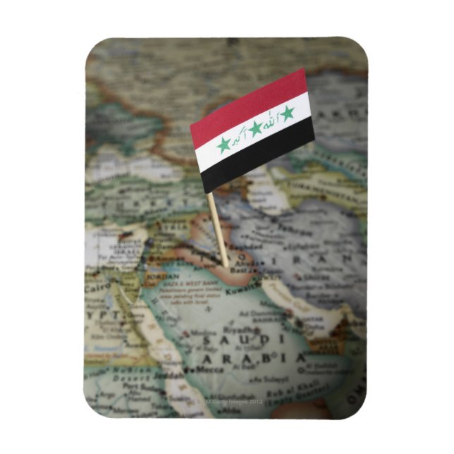 Imán Bandera de Iraq en el mapa (Vertical)