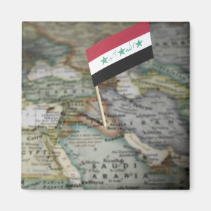 Imán Bandera de Iraq en mapa