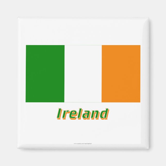 Imán Bandera de Irlanda con nombre (Frente)