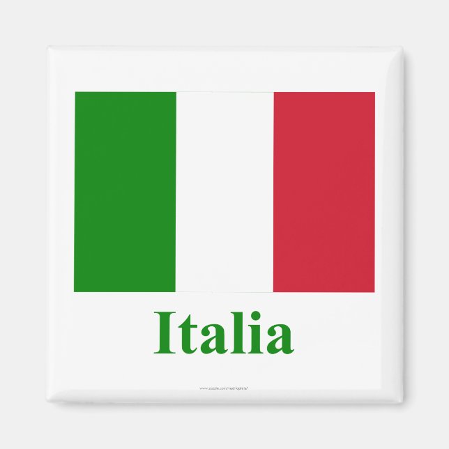 Imán Bandera de Italia con nombre en italiano (Frente)