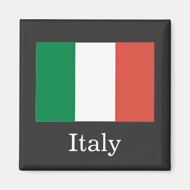 Imán Bandera de Italia, texto blanco, (Frente)
