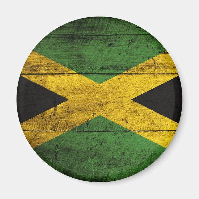 Imán Bandera de Jamaica de madera antigua (Frente)