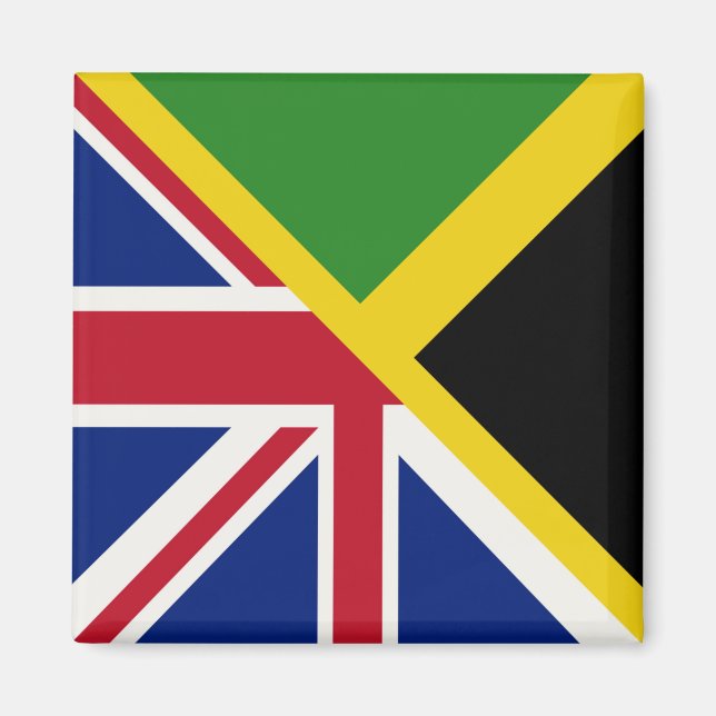 Imán Bandera de Jamaica en inglés | Media bandera de Ja (Frente)