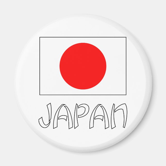 Imán Bandera de Japón y palabra blanca (Frente)