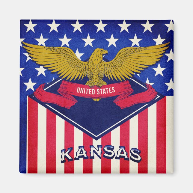 Imán Bandera de Kansas USA (Frente)