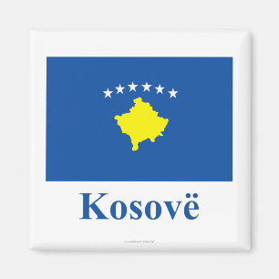 Imán Bandera de Kosovo con nombre en albanés
