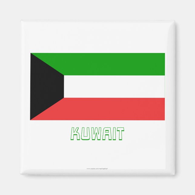 Imán Bandera de Kuwait con nombre (Frente)