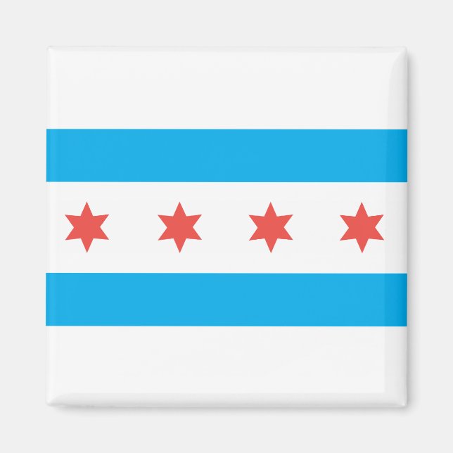 Imán Bandera de la ciudad de Chicago (Frente)