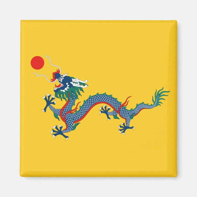 Imán Bandera de la dinastía Qing china (dragón chino) ( (Frente)