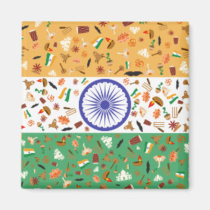 Imán Bandera de la India con los artículos culturales