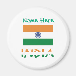 Imán Bandera de la India redonda personalizada