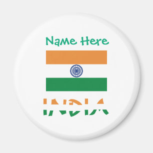 Imán Bandera de la India redonda personalizada