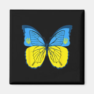 Imán Bandera de la mariposa ucraniana con tridente F