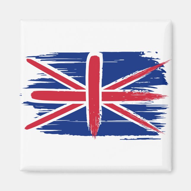 Imán Bandera de la unión británica de pincel (Frente)