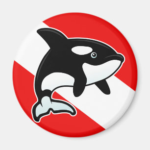Imán Bandera de la zambullida de la orca del dibujo