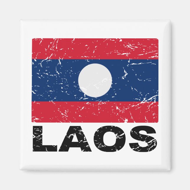 Imán Bandera de Laos Vintage (Frente)
