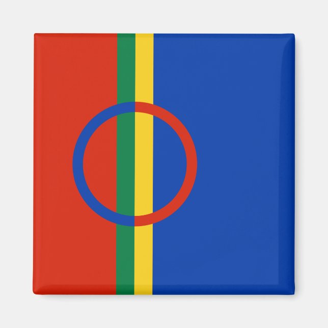 Imán Bandera de Laponia (Navidades) (Sami) (Laplander) (Frente)