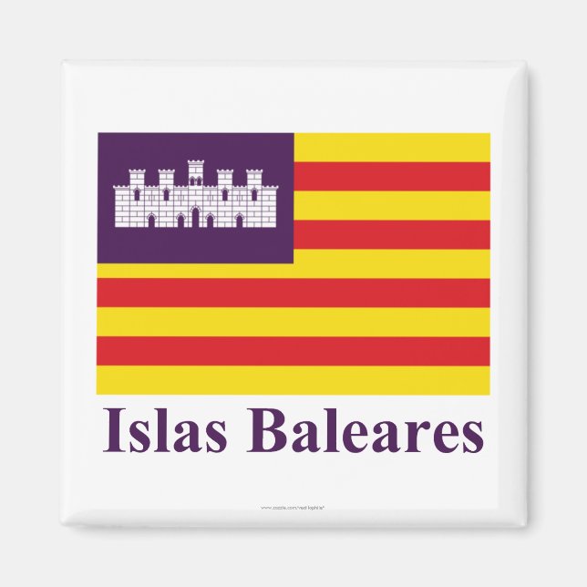 Imán Bandera de las Islas Baleares con nombre (Frente)