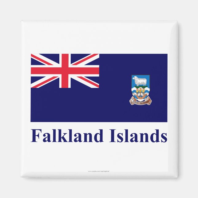 Imán Bandera de las Islas Malvinas con nombre (Frente)