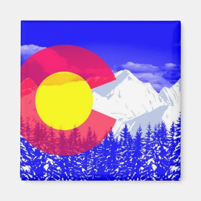 Imán Bandera de las Montañas de Colorado (Frente)
